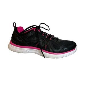 Ryka Divine Black and Pink Lace Up Sneakers